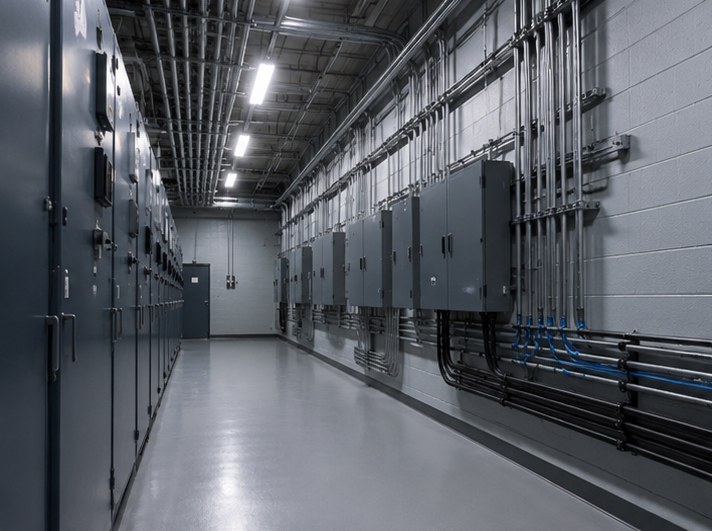 Federal facility mechanical and electrical support corridor